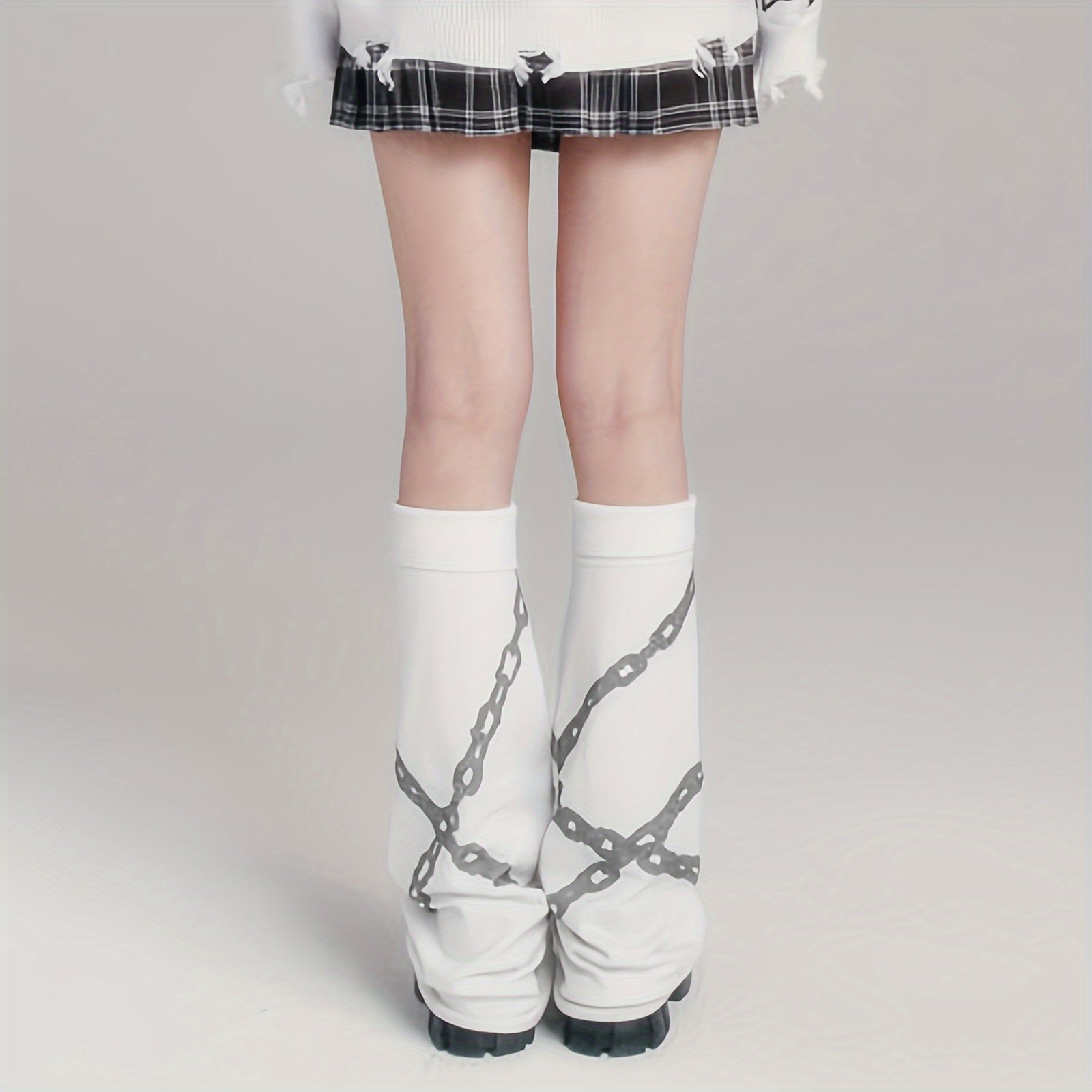 Chain Print Leg Warmers Comfy All Match Socks