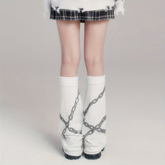Chain Print Leg Warmers Comfy All Match Socks