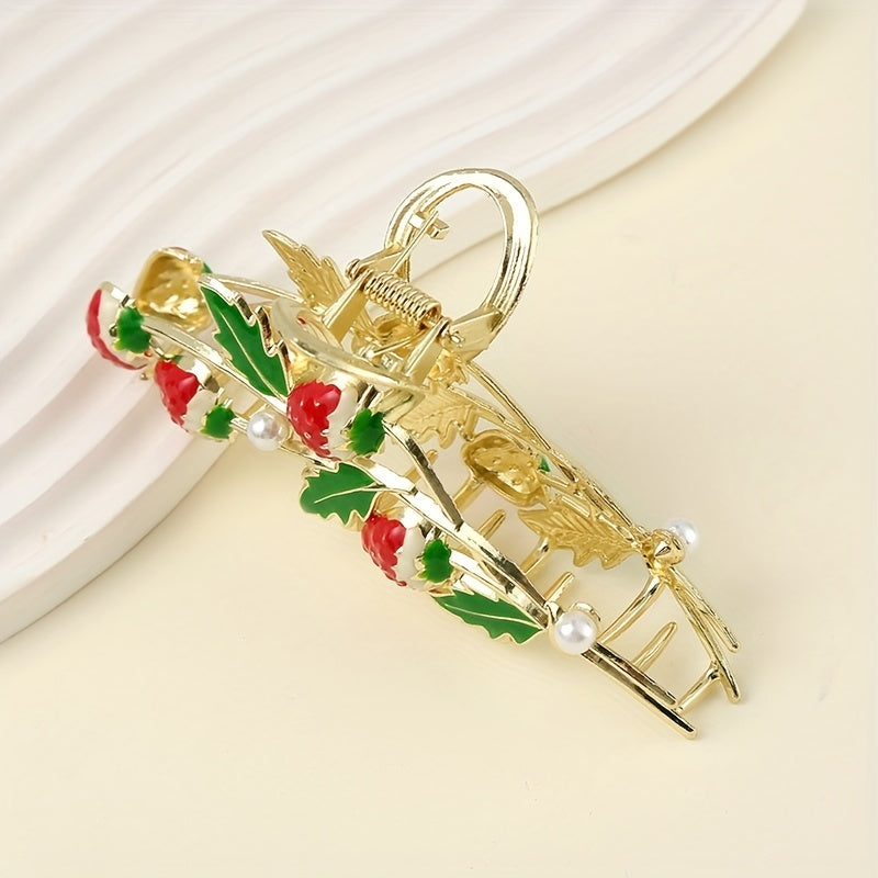 Sweet Enamel Strawberry Hair Clip Claw Clip Female Headdress Clip