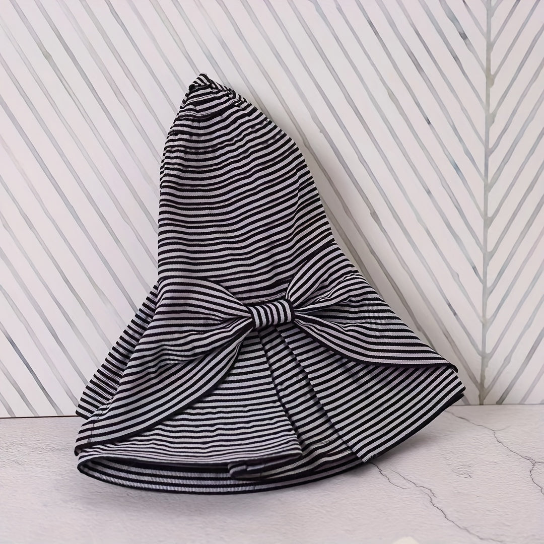 Pinstripe Wide Brim Bow Hat for Spring & Summer