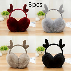 Women's Winter Plush Earmuffs with Cartoon Antlers