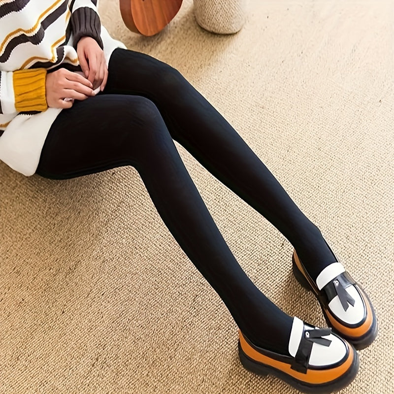 Plush Lined Tights Opaque High Waist Thermal Elastic Leggings