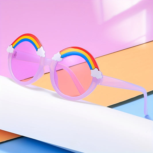 Rainbow Round Frame Sunglasses for Kids Party Outdoor Travel