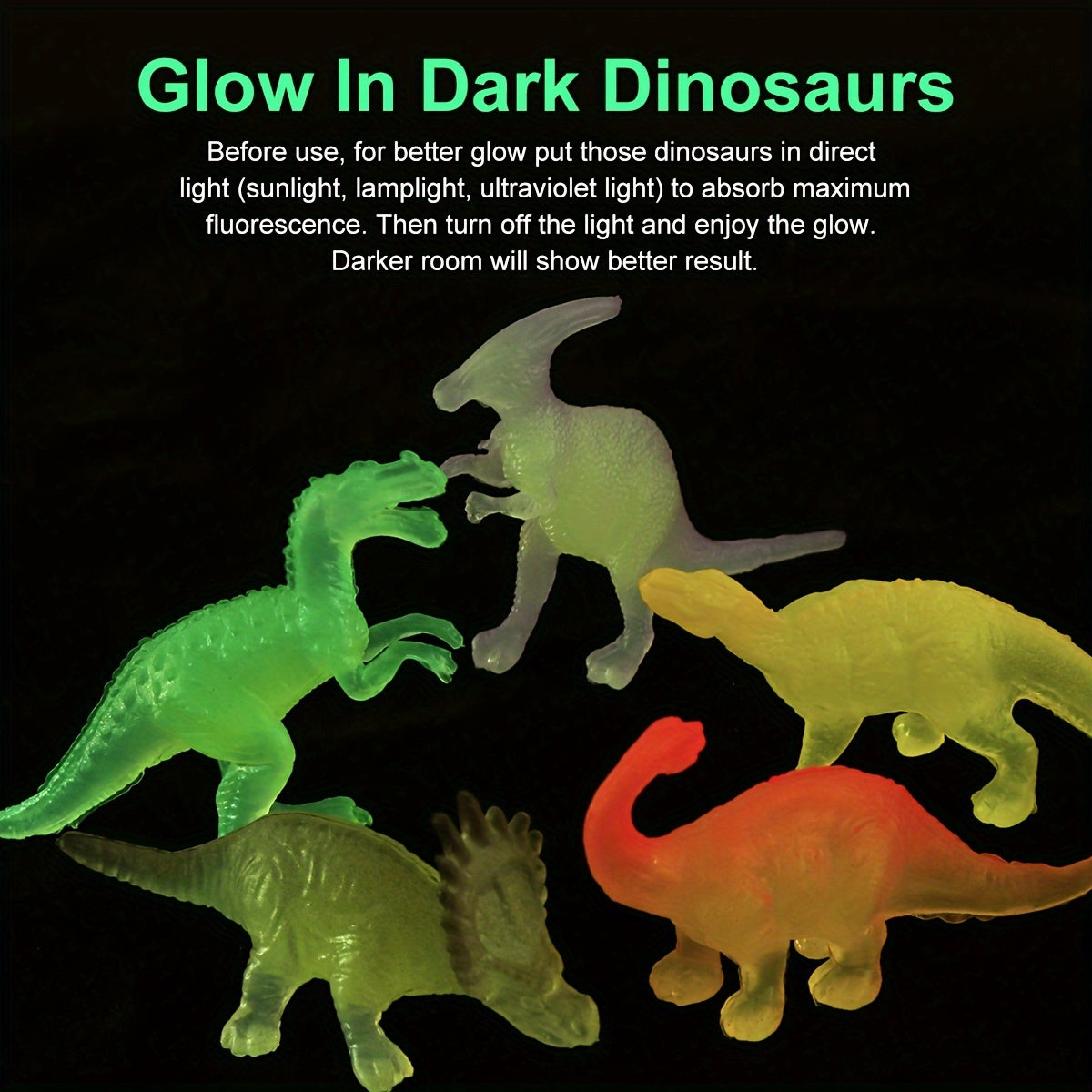 16pcs Mini Dinosaur Figures Glow-in-the-Dark Birthday Party Favors