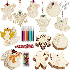 48pcs Christmas Wood Crafts Kit For Kids DIY Painting Crafts Party Favors