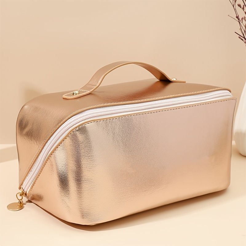 Large Capacity Portable Faux Leather Cosmetic Bag