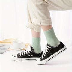 6 Pairs Solid Mid Tube Socks Women's Stockings