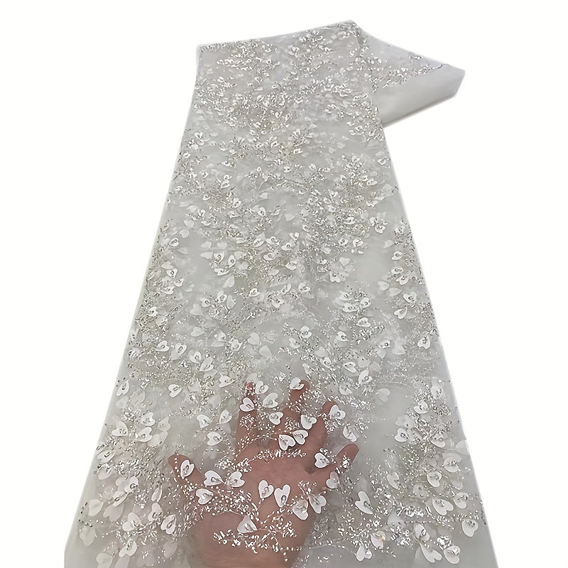 Bridal Long Gown Bling Sequins Lace Beaded Pearl Fabric Crafts