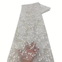 Bridal Long Gown Bling Sequins Lace Beaded Pearl Fabric Crafts