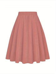  Casual Skirt Solid Elastic Bow Knot A-line Belted Skirt