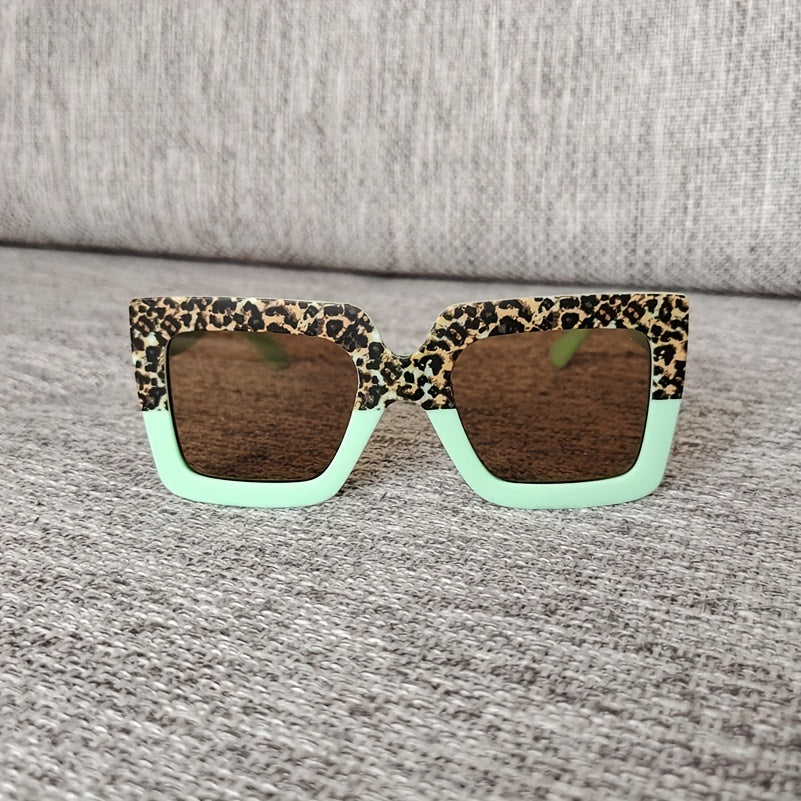 Leopard Print Frame Sun Protection Sunglasses for Teens