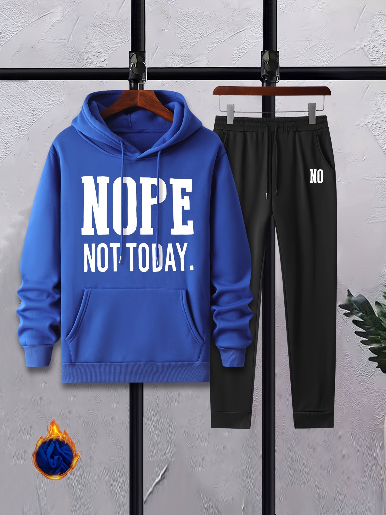 Men's Casual Long Sleeve T Shirt Hooded Sweatshirt & Joggers Set