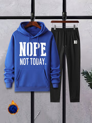 Men's Casual Long Sleeve T Shirt Hooded Sweatshirt & Joggers Set