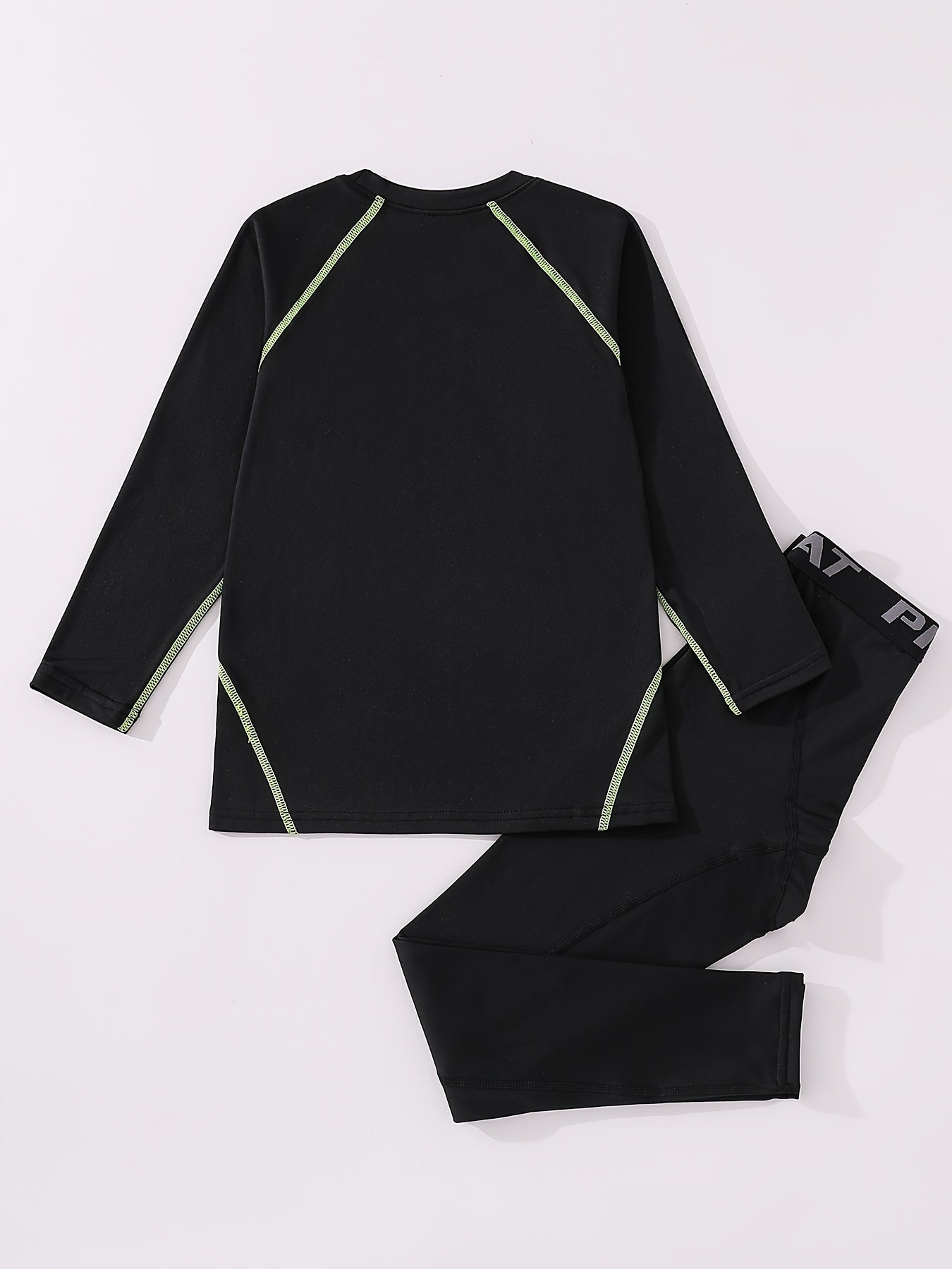 2pcs Kids Compression Fleece Sets Crew Neck Pullover with Matching Pants