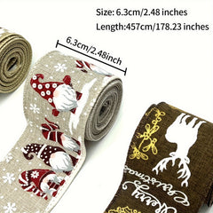 4.57m Christmas Wired Edge Ribbon Rustic Farmhouse Tree Craft Ribbon