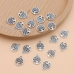 20Pcs Silver Plated Tree Of Life Charm Pendant Jewelry Making DIY Accessories