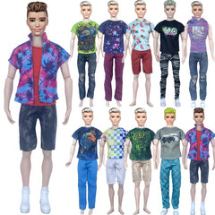 6pcs Set Male Doll Clothes Tops Pants Easy to Put on Durable 11.8 Inch Dolls
