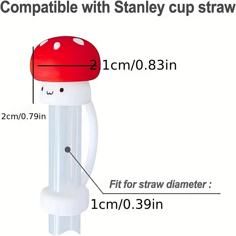 Mushroom Shaped Straw Tip Cover Reusable Silicone Lid