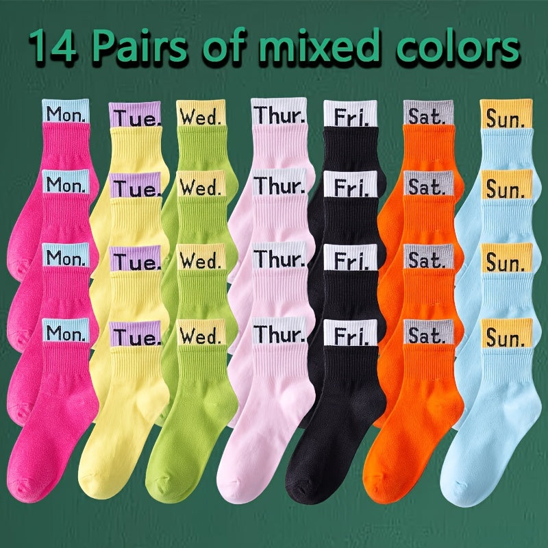 Colorblock Pairs Letter Print Socks Comfy & Breathable Women's Stockings