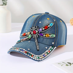 Dragonfly Patch Baseball Cap Distressed Dad Hat Sun Hats For Women