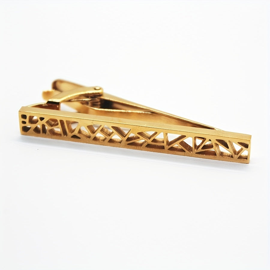 Stainless Steel Hollow Tie Clip Men's Business Gift Wedding Tie Clip