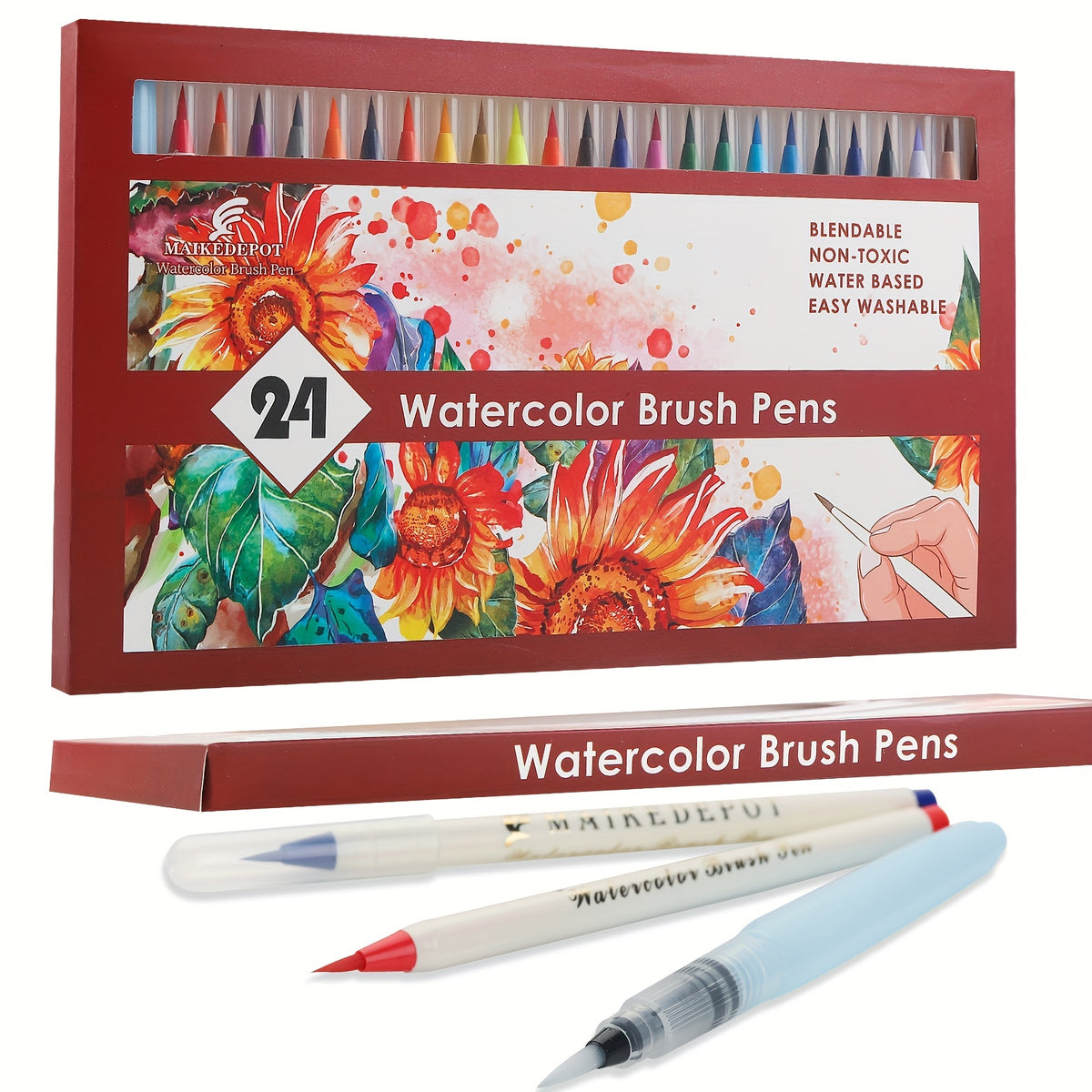 Watercolor Brush Pens Set Real Brush Tips Without Mess
