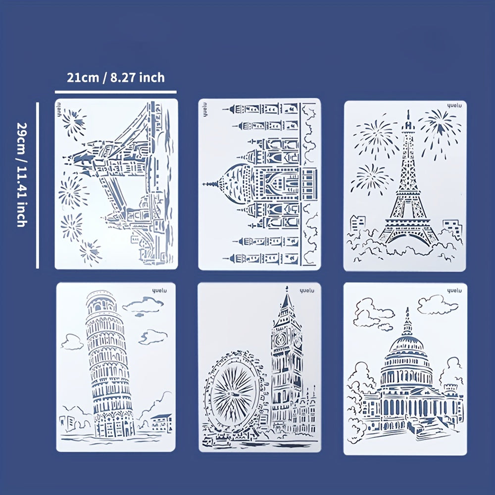 A4 Architecture Painting Stencils for DIY Crafts