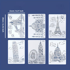 A4 Architecture Painting Stencils for DIY Crafts