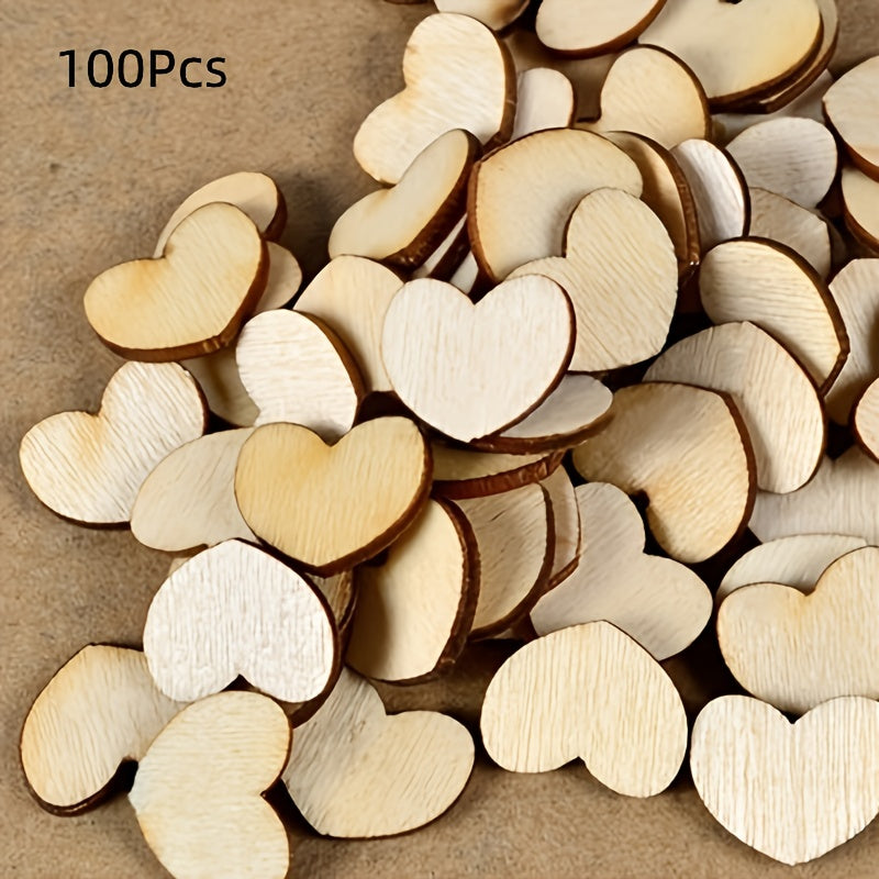 100pcs Wooden Hearts for Crafts Wedding Table Decor Sewing DIY