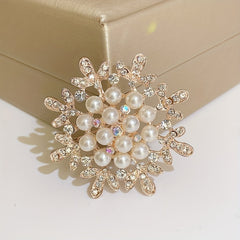 Silk Scarf Buckle with Rhinestone Pearl Brooch
