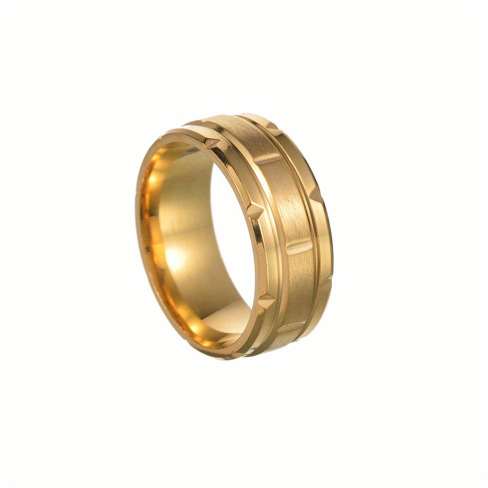 Men's Stainless Steel Single Ring Vacuum Plated Casual Jewelry
