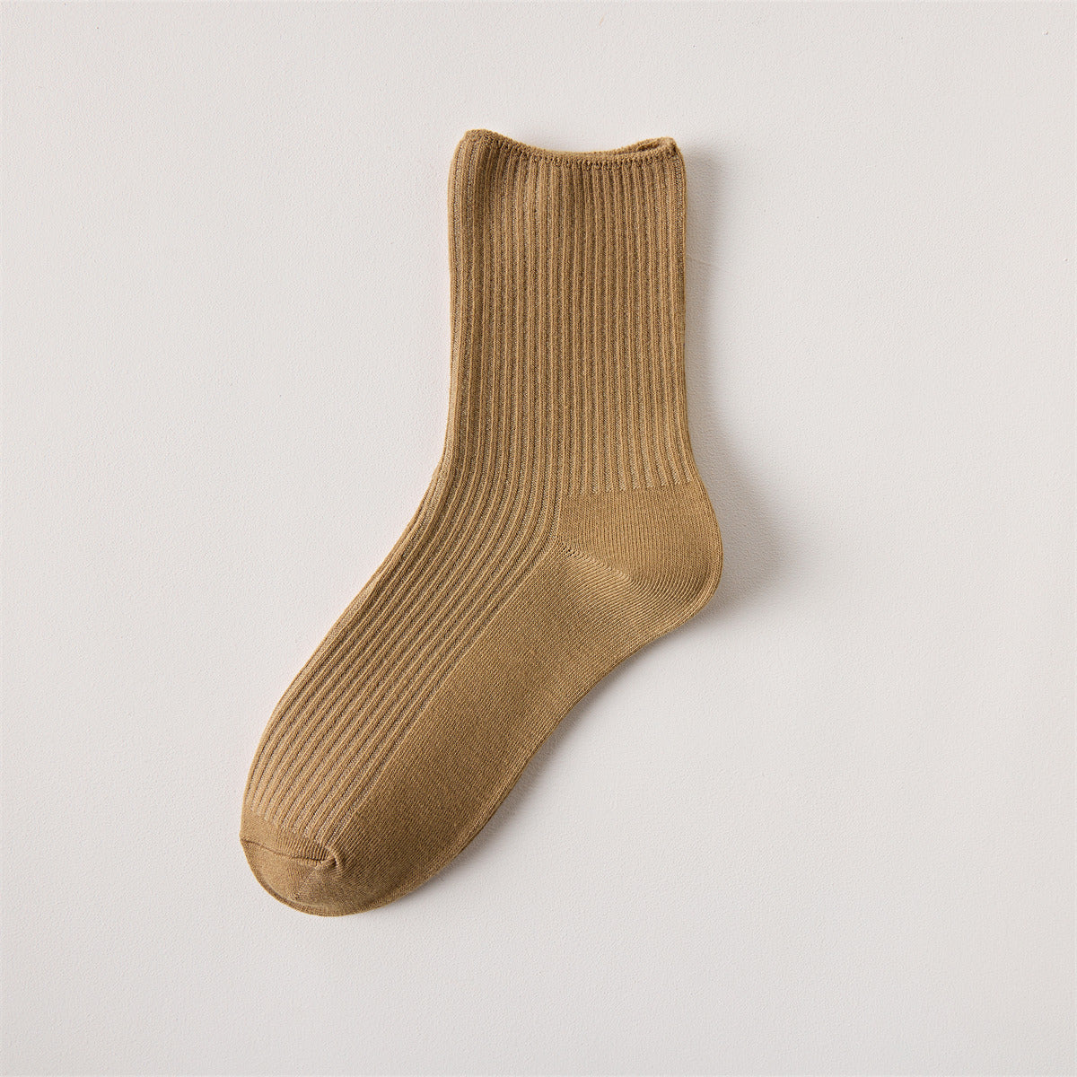 Women's Solid Ribbed Crew Socks Soft & Comfy Mid Tube Stockings