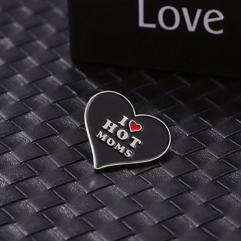Hot Moms Heart Enamel Pin Hip-Hop Style Brooch Lapel Badge