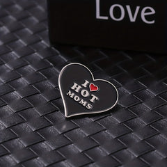 Hot Moms Heart Enamel Pin Hip-Hop Style Brooch Lapel Badge