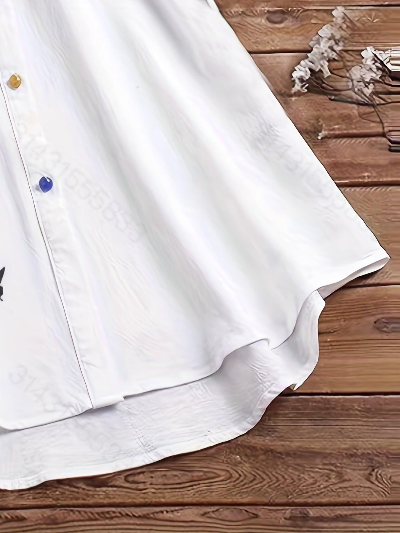  Butterfly Print Short Sleeve Button Shirt