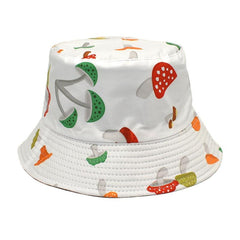 Mushroom Print Bucket Hat Sunscreen Fisherman Cap