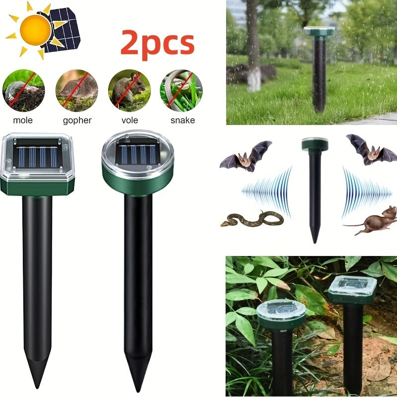 2pcs Solar Ultrasonic Mousetrap Snake Repellent