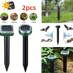 2pcs Solar Ultrasonic Mousetrap Snake Repellent