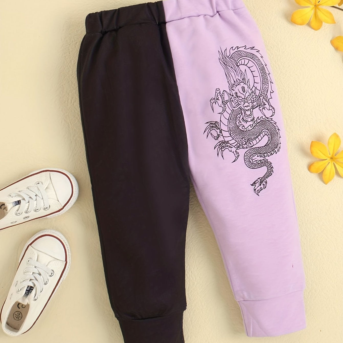Baby Girls Dragon Print Pants Kids Casual Trousers