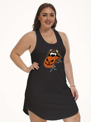  Halloween Lounge Dress Women's Pumpkin & Spider Print