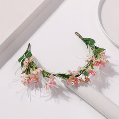 Faux Ostrich Decor Wreath Floral Tiara Headband for Wedding Party Girls