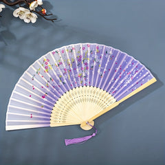 Chinese Style Folding Fan Ancient Landscape Point Craft Bamboo Fan
