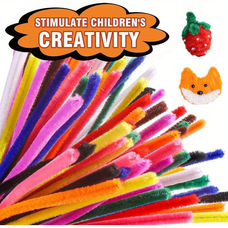 500-1000pcs Pipe Cleaner Bulk 10 Colors 12" x 6mm