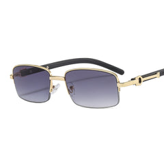 Men's Small Square Hip Hop Wood Grain Retro Sunglasses