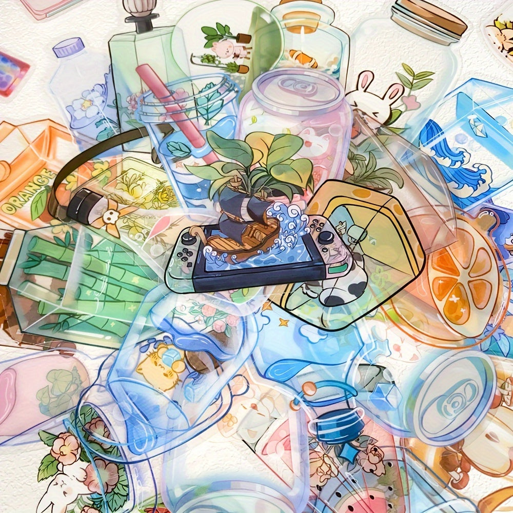 50pcs Transparent Objects Stickers for Laptop Luggage Skateboard Helmet Guitar
