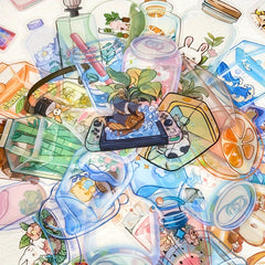 50pcs Transparent Objects Stickers for Laptop Luggage Skateboard Helmet Guitar