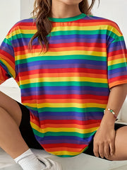  Rainbow Striped Pajama Tee