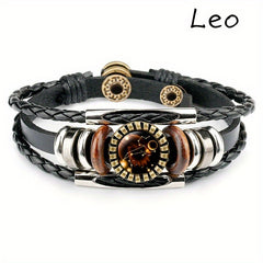 12 Constellation Beaded Leather Bracelets