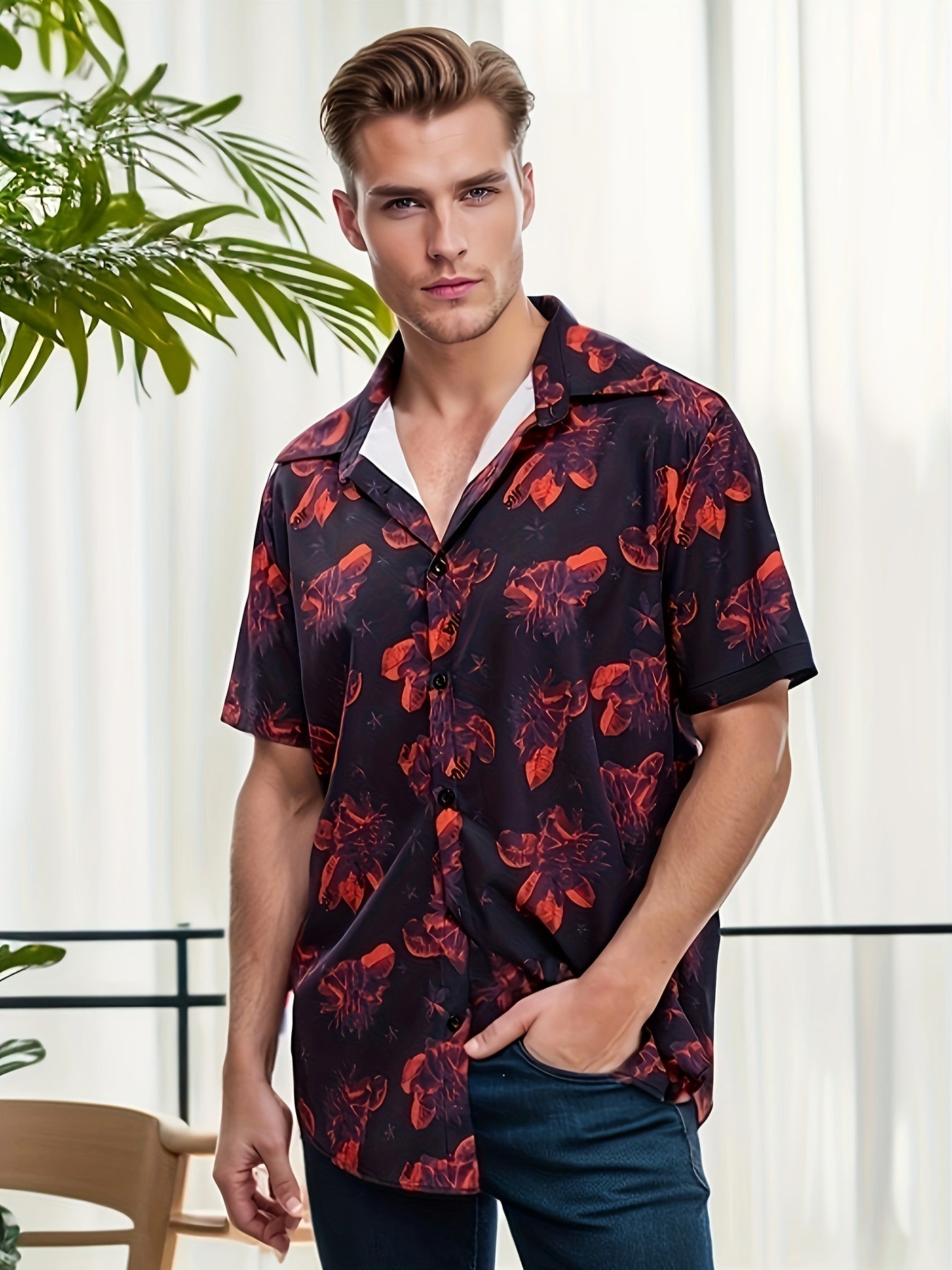 Men's Casual Hawaiian Shirt Short Sleeve Regular Fit Beach Vacation Top