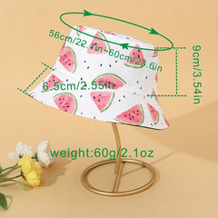 Watermelon Print Bucket Hat Reversible Cartoon Basin Hat Casual